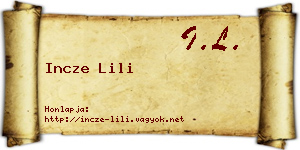 Incze Lili névjegykártya